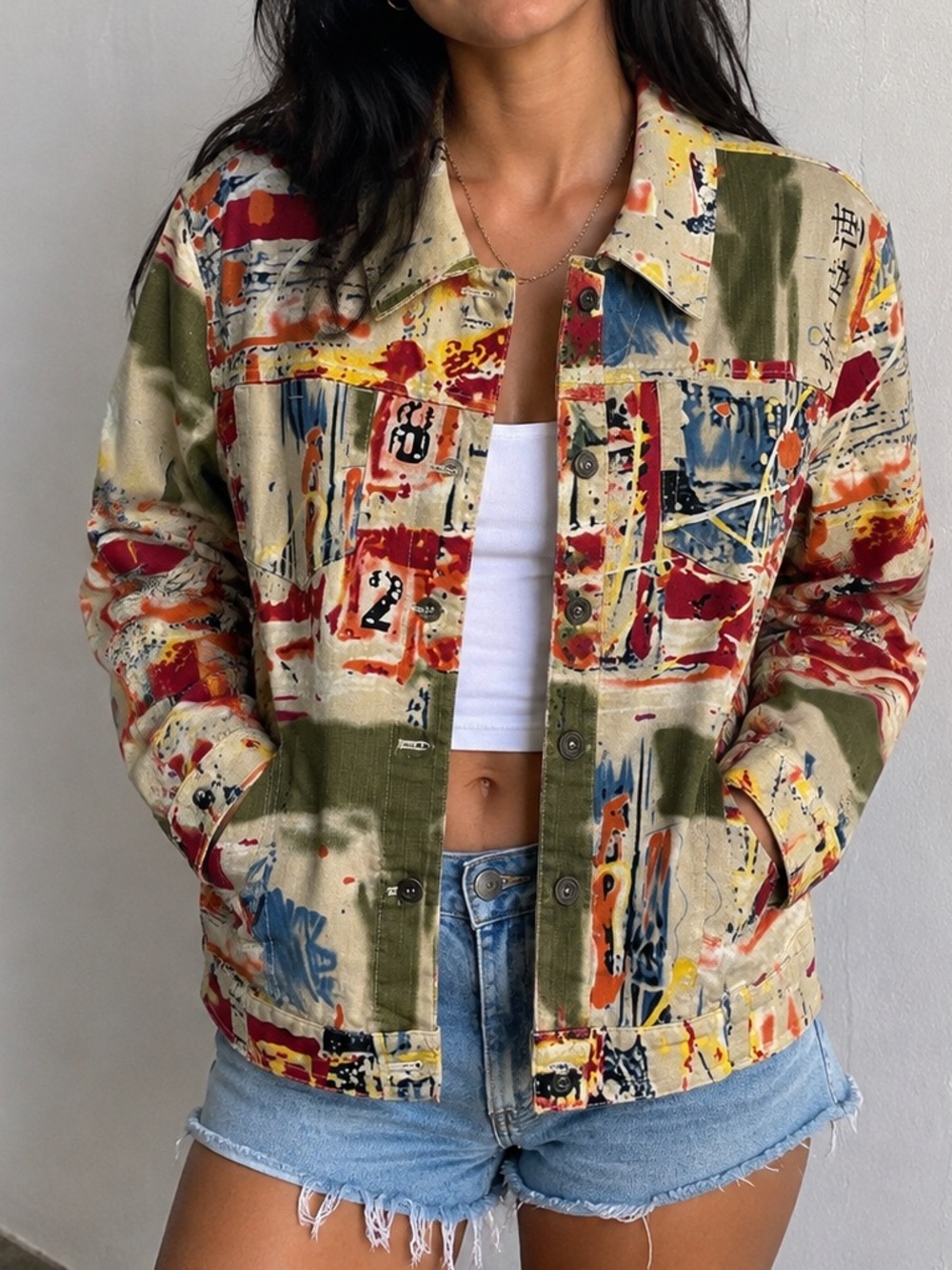 UNITS Brand 1990s multi-color abstract graffiti art-to-wear Jacket